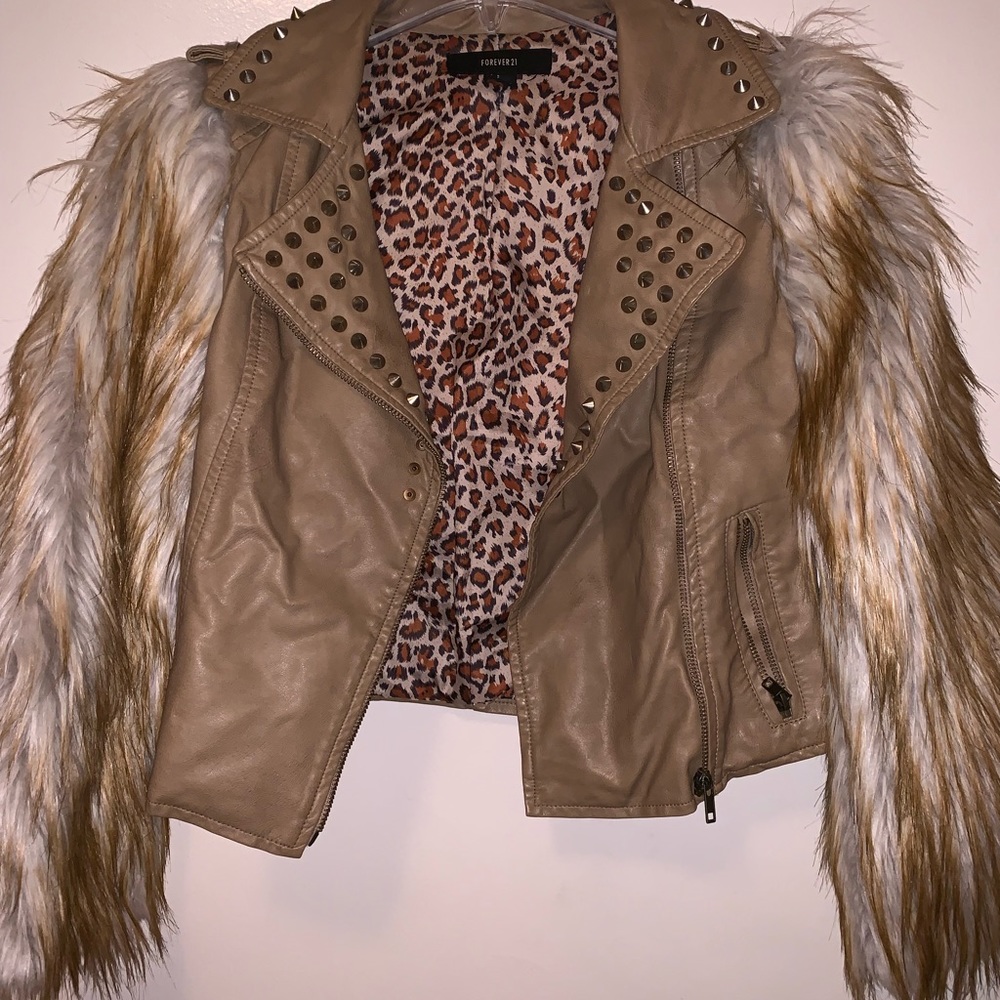 Fur leather jacket